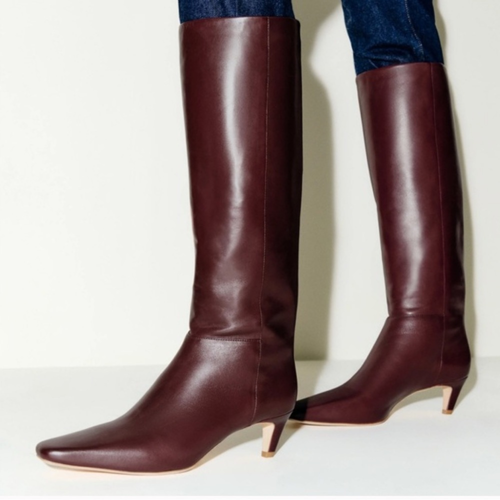 Reformation Burgundy Heeled Boots